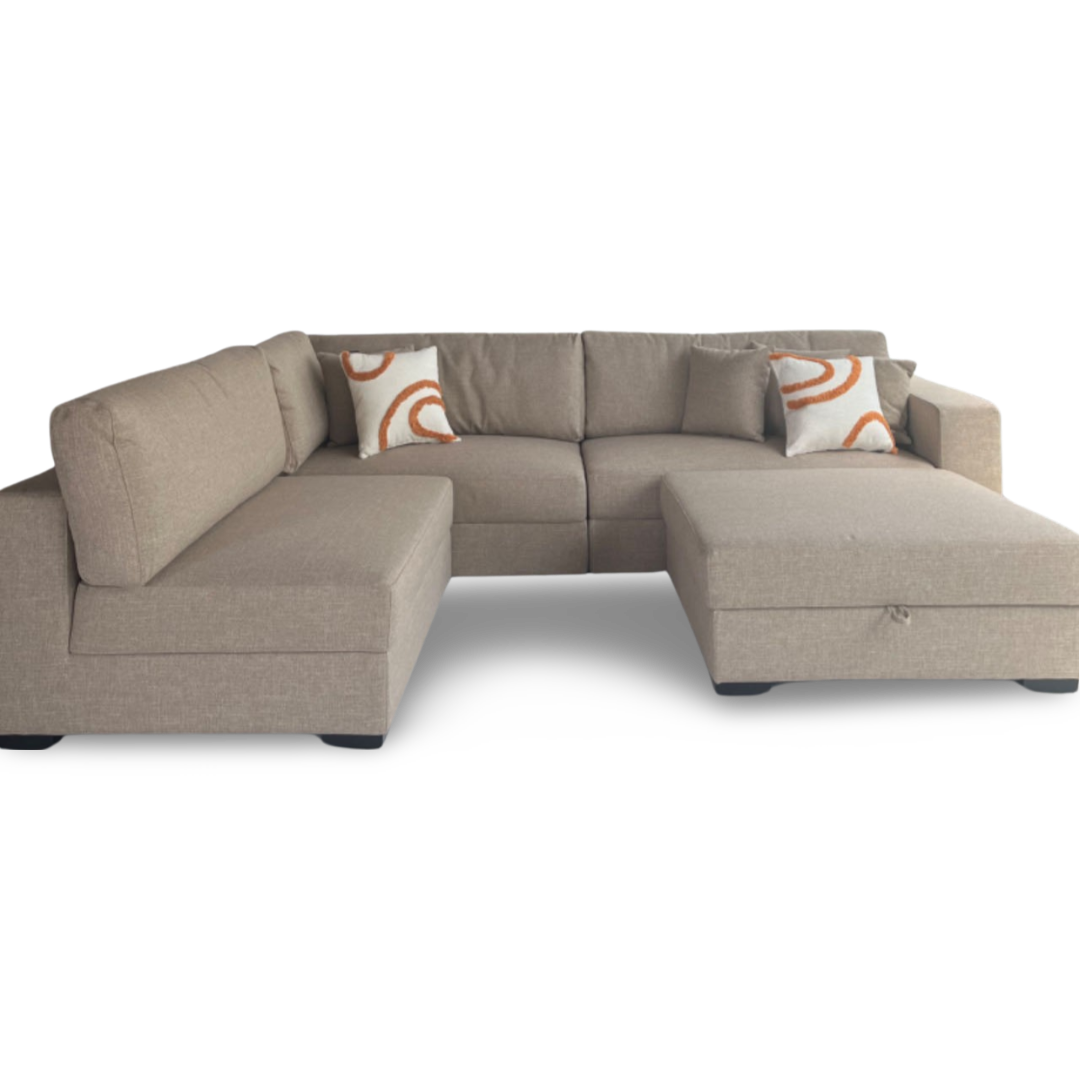 SAHARA Five Seater Sectional Sofa w/ Storage Ottoman